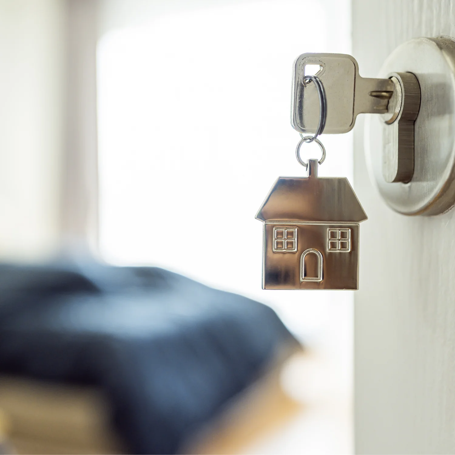 House key in a front door lock